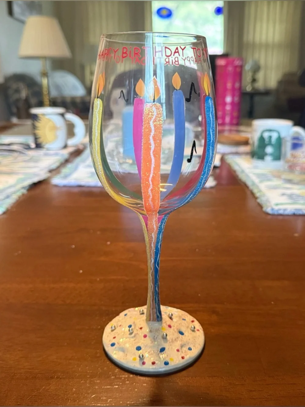 Lolita 'Happy Birthday' Hand-Painted Wine Glass
